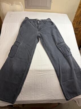 Levi’s Superlow Cargo Pants Women’s Size 25 Gray Wide Leg Y2K Utility Cotton